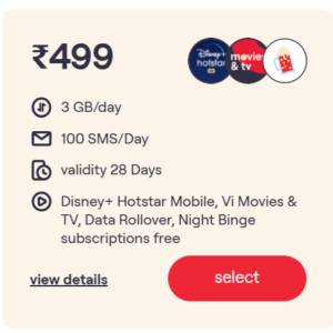 ₹499 (3 months Disney+ Hotstar Mobile Subscription)